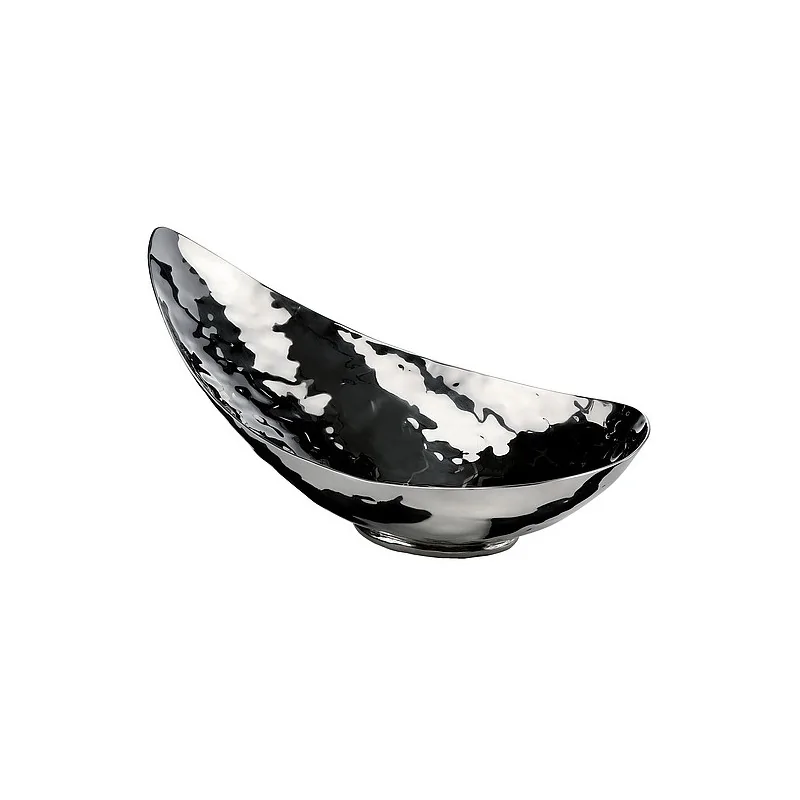 Elegant Oval Bowl - 18/10 Stainless Steel - Hammered Finish - 40 cm x 23 cm Ht 9/18.5 cm