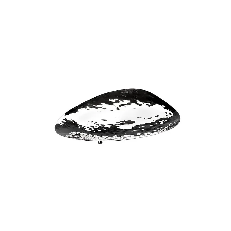 Elegant Bowl Flat - 18/10 Stainless Steel - Hammered Finish - 50 x 40 x 6.5 cm