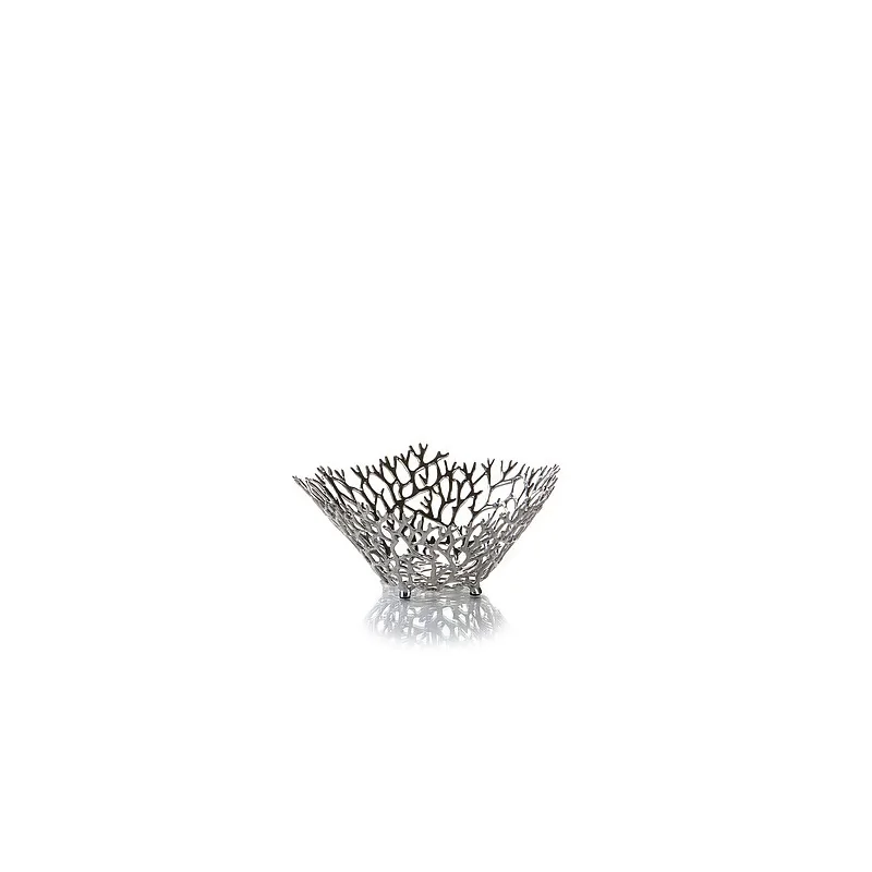Elegant Bowl/Basket Reef Round - Pewter Alloy - Diam. 22 cm Ht 9.5 cm