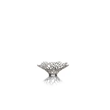 Elegant Bowl/Basket Reef Round - Pewter Alloy - Diam. 16 cm - Ht 5.5 cm