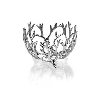 Elegant Bowl/Basket Reef Round - Pewter Alloy - Diam. 8 cm - Ht 5 cm - Set of 2