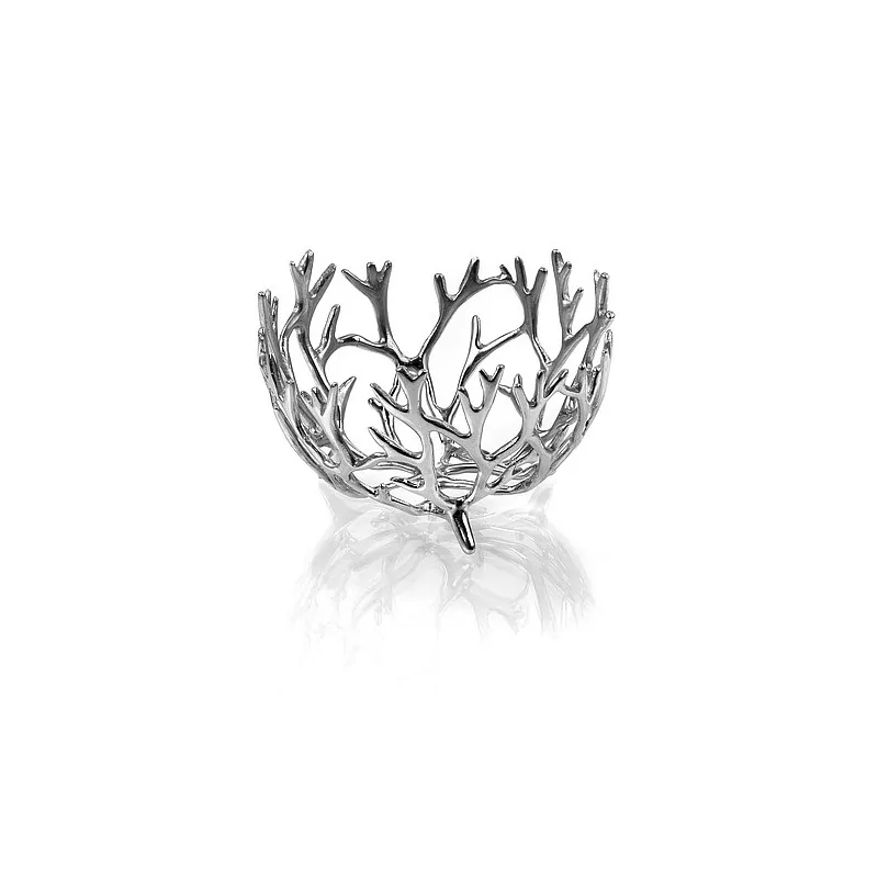 Elegant Bowl/Basket Reef Round - Pewter Alloy - Diam. 8 cm - Ht 5 cm - Set of 2