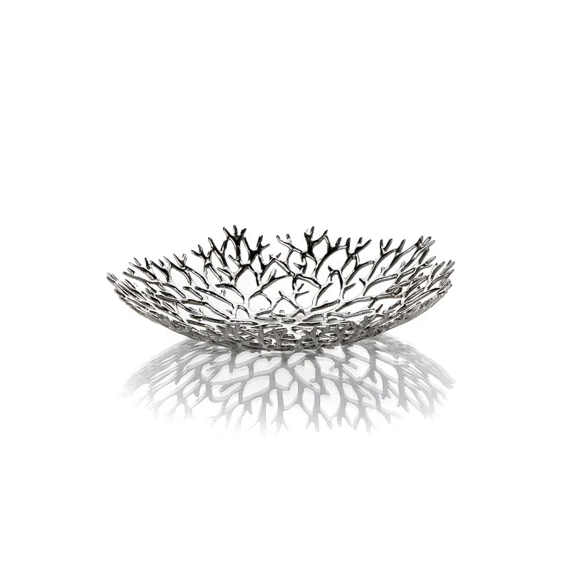 Elegant Pewter Alloy Reef Bowl/Basket - Diam. 22 cm - Ht 5 cm