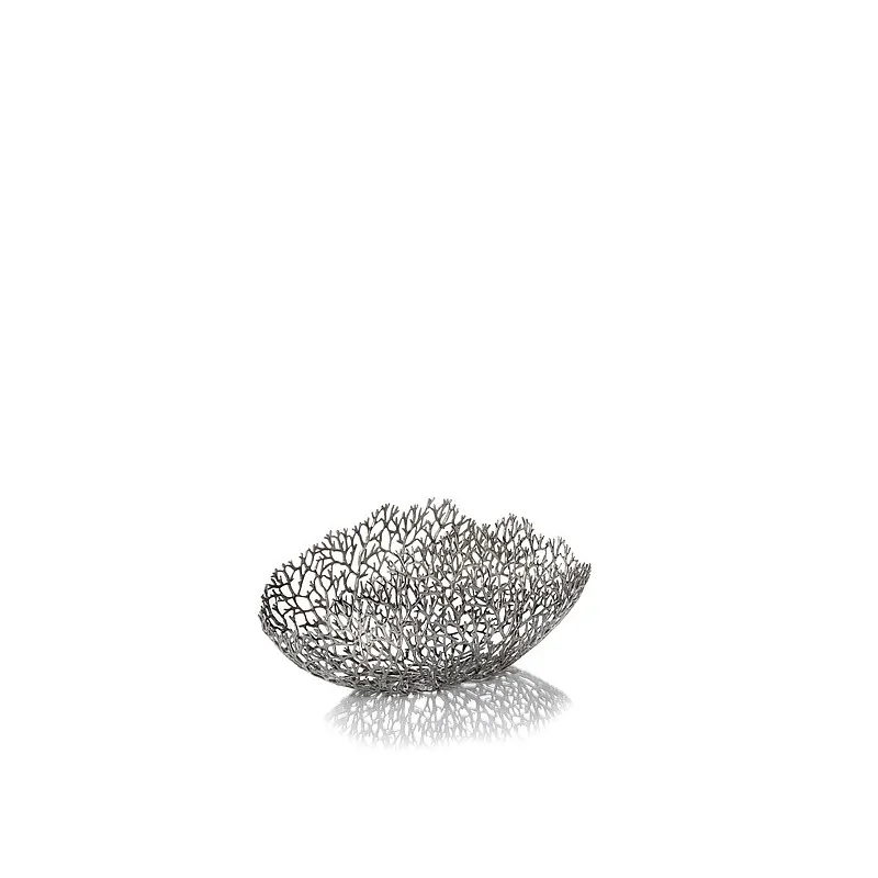 Elegant Pewter Alloy Reef Bowl/Basket - Rectangular Design - 46 cm x 19 cm (H20 cm)