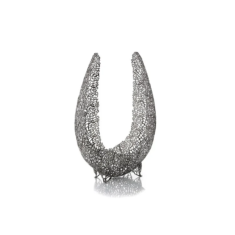 Elegant Reef High Bowl/Basket - Pewter Alloy - 54 x 18 cm H66 cm