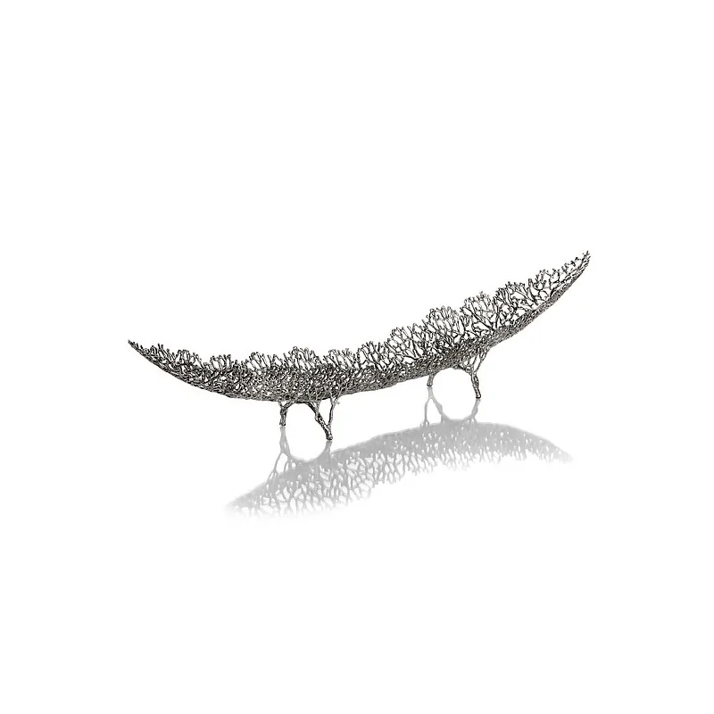 Elegant Pewter Alloy Reef Bowl/Basket - 75 cm x 10 cm H14 cm