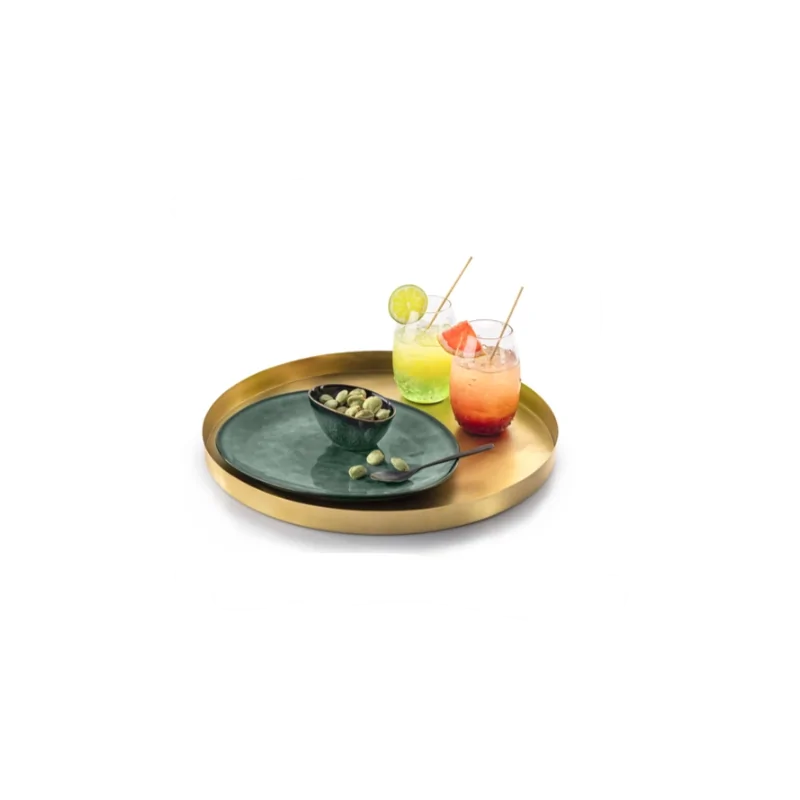 Elegant Orbis Serving Tray - Brass - Matt Finish - Diam. 40 cm - Ht 3 cm