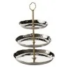 Elegant Artisan Stainless Steel Etagere Hammered Finish - Brass Accents - Diam. 33 cm Ht 45 cm