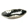 Elegant Artisan Stainless Steel Bowl Hammered Finish - Brass Accents - 22 x 15 x 3.5 cm