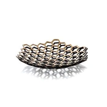 Elegant Brass Bowl - Golden and Black Finish - Diam. 38 cm Ht 7 cm