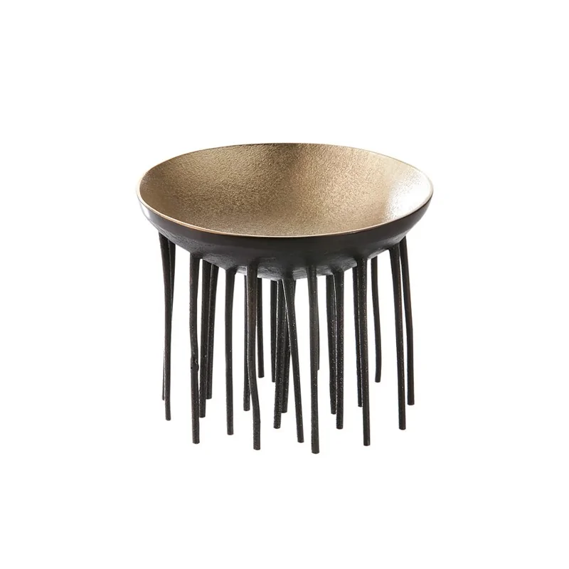 Elegant Brass Bowl Display - Golden - Black Finish - Diam. 12.5 cm - Ht 10 cm