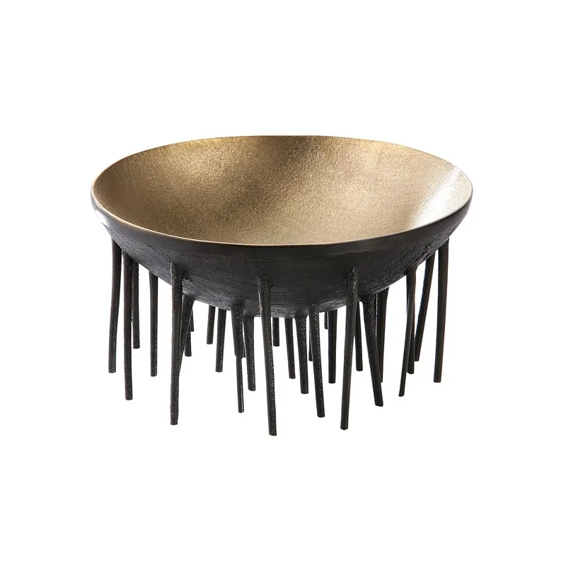 Elegant Brass Bowl Display - Golden - Black Finish - Diam. 18 cm - Ht 9.5 cm