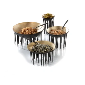 Elegant Brass Bowl Display - Golden - Black Finish - Diam. 18 cm - Ht 9.5 cm