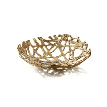 Elegant Brass Bowl Roots - Golden-Toned - Diam. 38 cm x Ht 8 cm