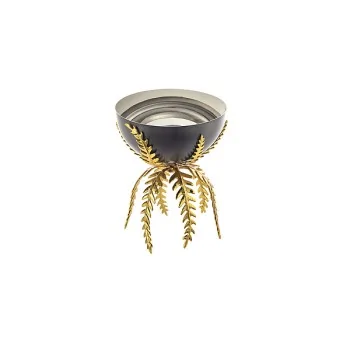 Elegant Bowl & Display - Anthracite 18/10 Bowl with Brass Display (Diam. 15 cm - Ht 19 cm).