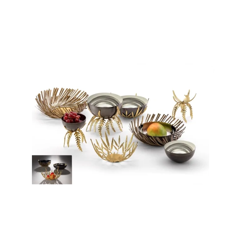 Elegant Bowl & Display - Anthracite 18/10 Bowl with Brass Display (Diam. 15 cm - Ht 19 cm).