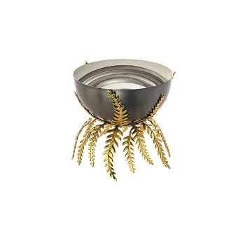 Elegant Bowl & Display - Anthracite 18/10 Stainless Steel with Brass Stand - Diam. 21 cm - Ht 19 cm
