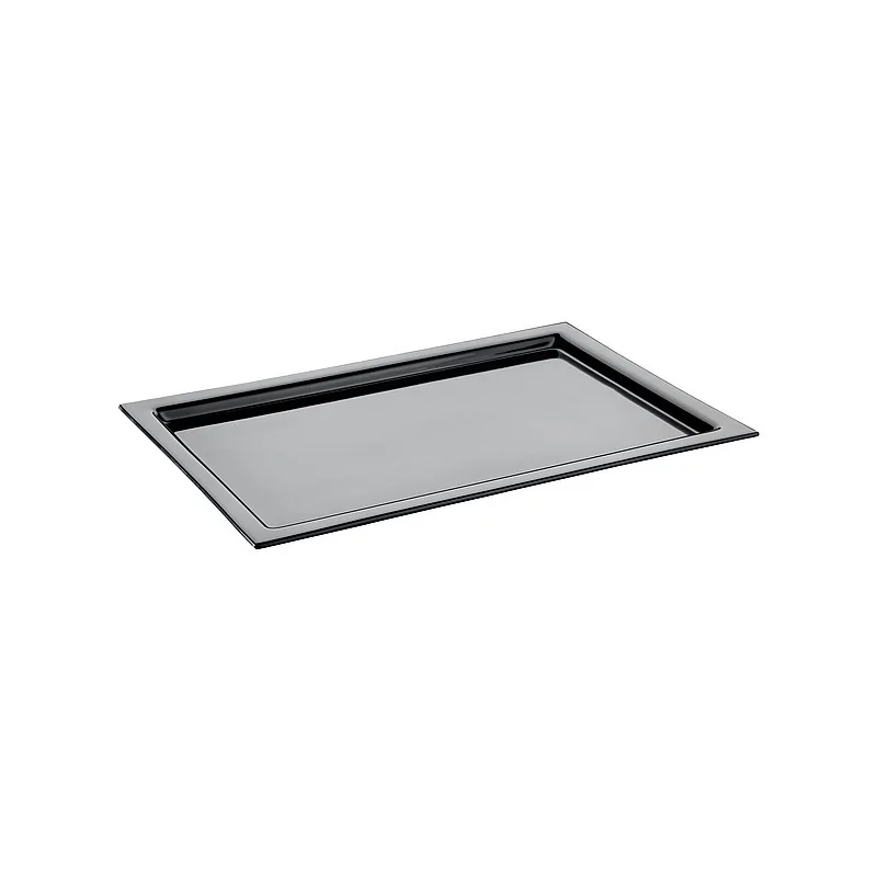 Elegant Deep Black Glass Tray - 50 x 34 cm