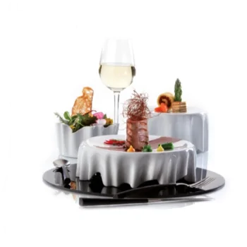 Elegant Tempered Glass Buffet Platter - Black - 42 x 34 x 0.4 cm