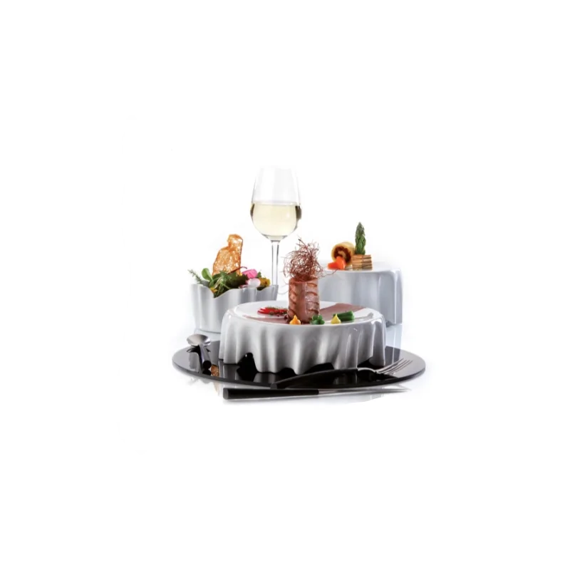Elegant Tempered Glass Buffet Platter - Black - 42 x 34 x 0.4 cm