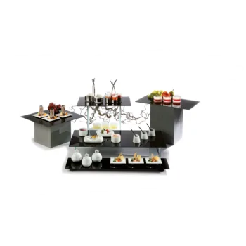 Elegant Tempered Glass Buffet Platter - Black - 50 cm x 50 cm x 0.4 cm