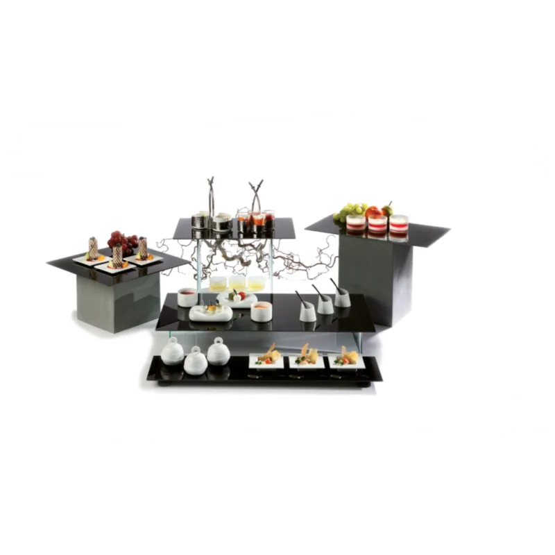 Elegant Tempered Glass Buffet Platter - Black - 50 cm x 50 cm x 0.4 cm
