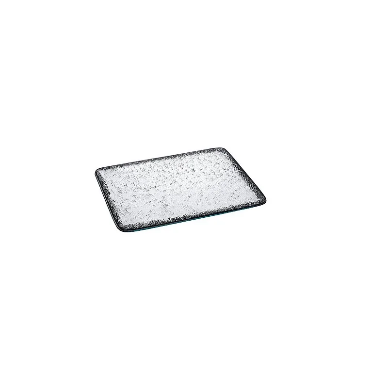 Elegant Ombra Buffet Platter - Glass - Clear - Black Decor - 50 x 42 x 0.6 cm