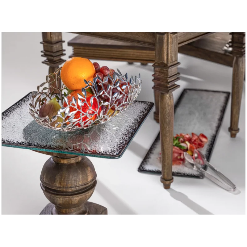 Elegant Ombra Buffet Platter - Glass - Clear - Black Decor - 50 x 42 x 0.6 cm