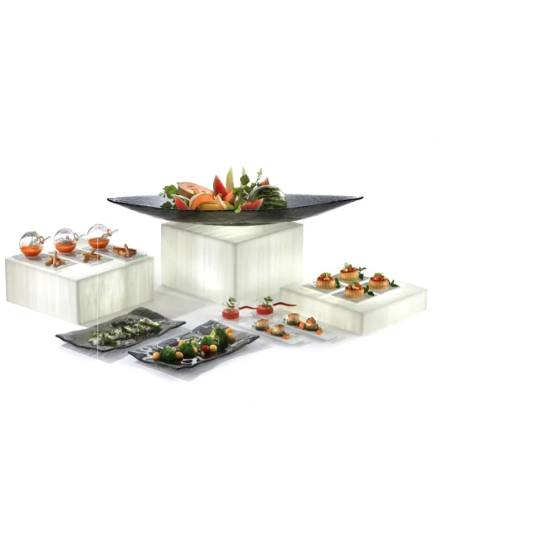 Elegant Resin Display Case - Classy Buffet Style - White Translucent - 38 x 38 x 16 cm