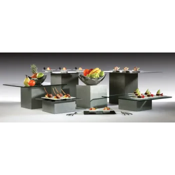 Elegant Buffet display KONKRET! - fibreglass/resin, light grey - 24x24cm h12cm