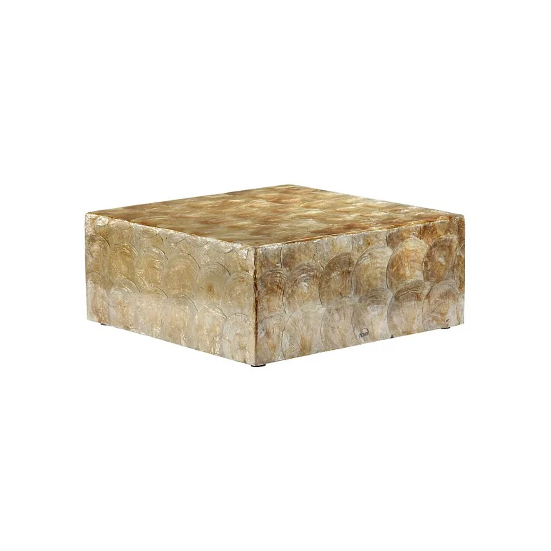 Elegant Luxor Buffet Display - Resin - Shell Imitation - Golden Finish - 38 cm x 38 cm x 16 cm