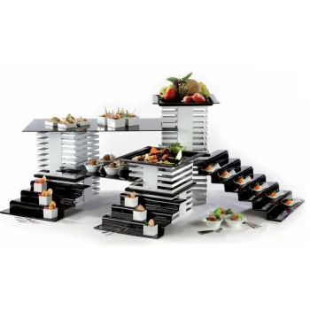 Elegant Squareline Buffet Stand - 18/10 Stainless Steel - Mirror Polished Finish - Dimensions: 24” x 24” x 13.5 cm