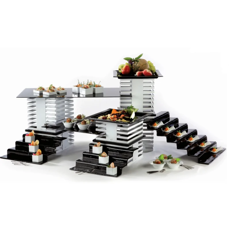 Elegant Squareline Buffet Stand - 18/10 Stainless Steel - Mirror Polished Finish - Dimensions: 24” x 24” x 13.5 cm