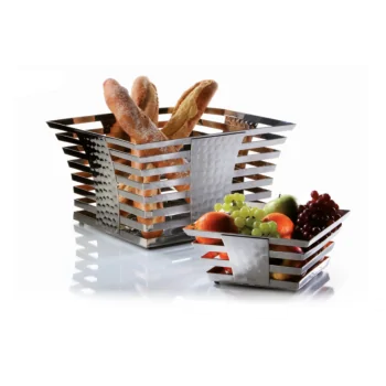 Elegant Skyline Fruit/Bread Basket - 18/10 Stainless Steel - Mirror Polished - 40x40x23.5 cm