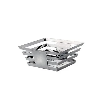 Elegant Skyline Fruit/Bread Basket - 18/10 Stainless Steel - Mirror Polished - 25 x 25 x 11.5 cm