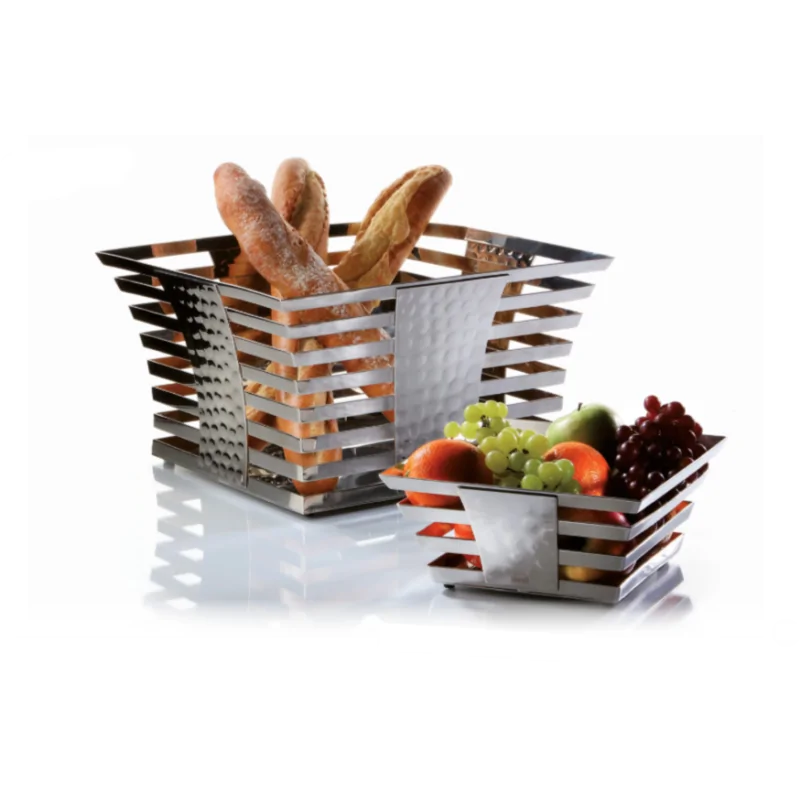 Elegant Skyline Fruit/Bread Basket - 18/10 Stainless Steel - Mirror Polished - 25 x 25 x 11.5 cm