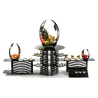 Elegant Galvanized Steel Buffet Stand - Curve Design - Matt Black Finish - 27 x 27 x 22.5 cm - Set of Two
