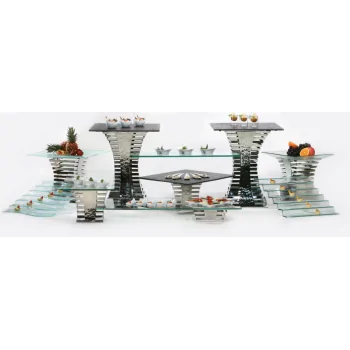 Elegant Skyline Buffet Stand - Stainless Steel - White - 25 x 25 x 10.5 cm