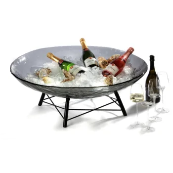 Elegant Crossline Buffet Display - Galvanised Steel - Matt Black Finish - 49.5 x 49.5 x 31 cm