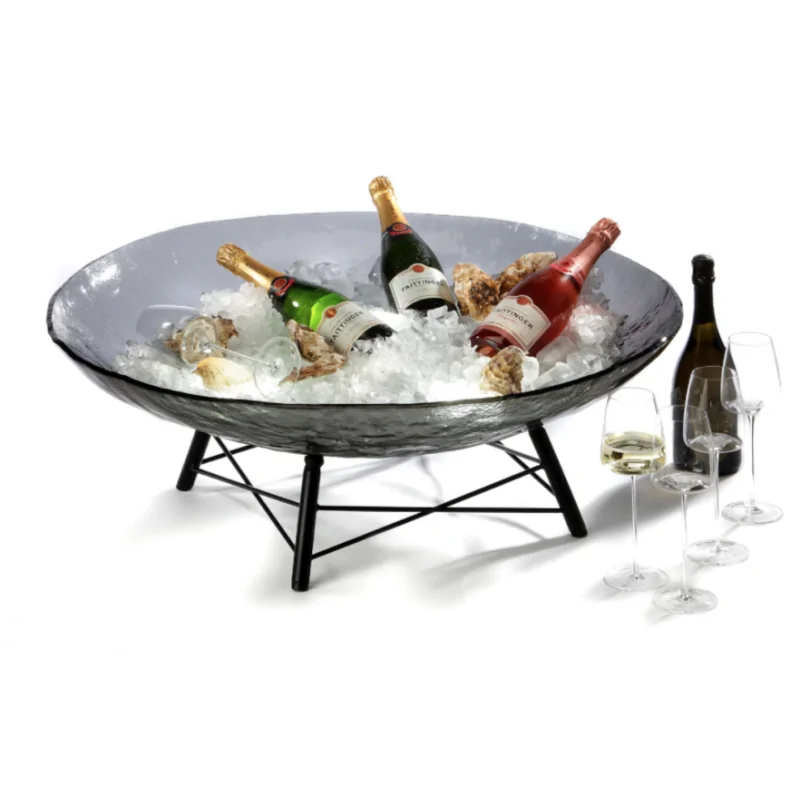 Elegant Crossline Buffet Display - Galvanised Steel - Matt Black Finish - 49.5 x 49.5 x 31 cm