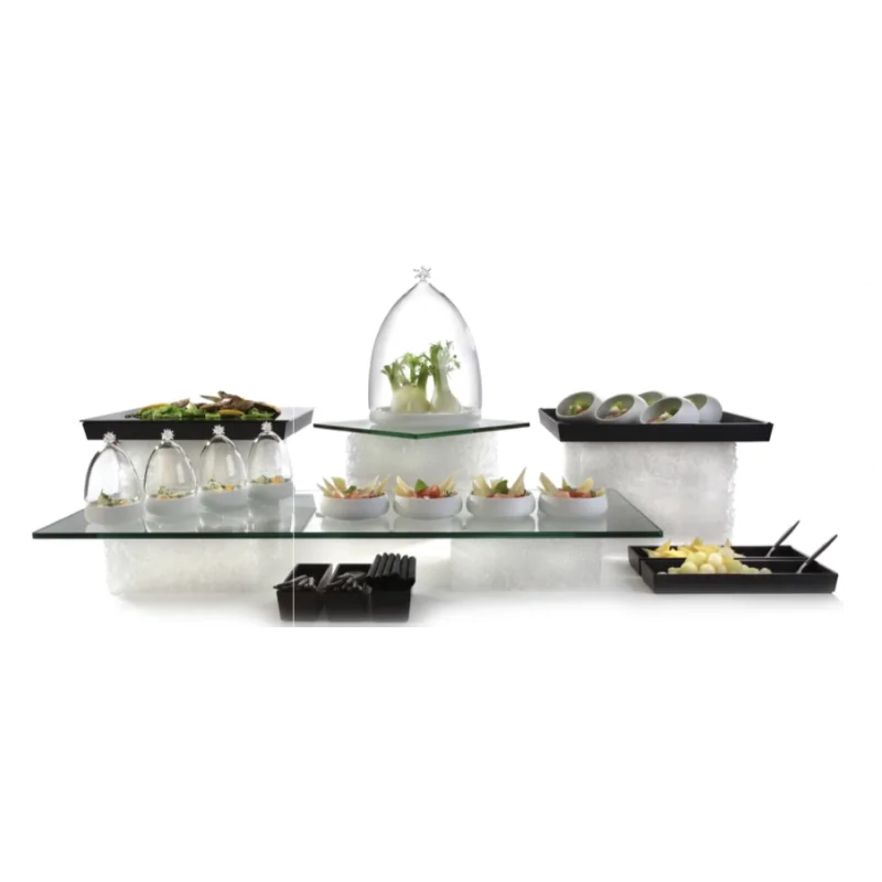 Elegant Textura Buffet Display - Transparent - 30 x 30 x 10.5 cm