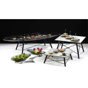 Elegant Dark Grey Glass Buffet Bowl - 130 x 42 x 8 cm