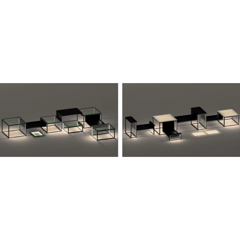 Elegant LED Display Glow M - Matte Black Steel Frame - 48 x 40 x 24 cm