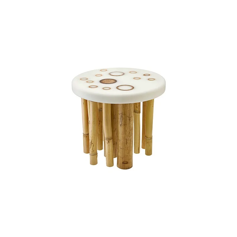 Elegant Sagano Buffet Display - Bamboo and Resin - White - Diam. 27 cm Ht 24 cm