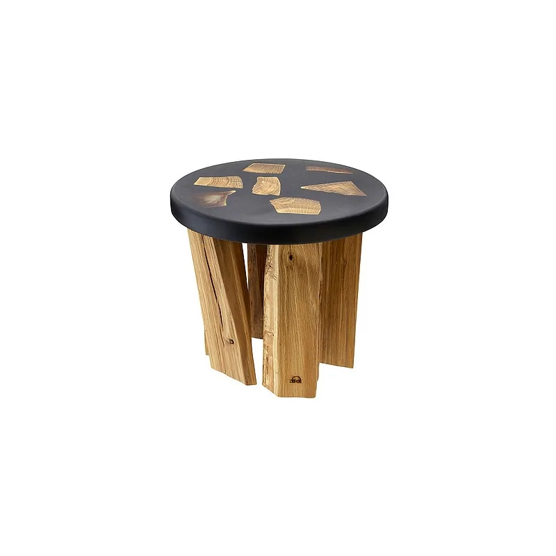 Elegant Buffet Display Stomp - Solid Oak/Resin - Black - Diam. 27 cm Ht 24 cm