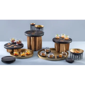 Elegant Buffet Display Stomp - Solid Oak/Resin - Black - Diam. 27 cm Ht 8 cm