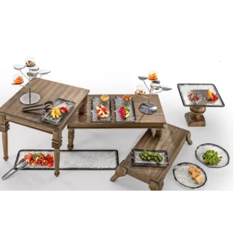 Elegant Époques Buffet Display - Dark Stained Solid Wood - 50 x 50 x 49.5 cm