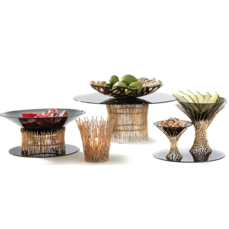Elegant Somnia Brass Bowls - Golden Finish - Diam. 15.5 cm Ht 13.5 cm