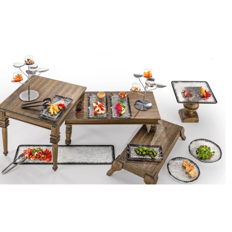 Elegant Époques Buffet Display - Dark Stained Solid Wood (15” x 15” x 30.5 cm)