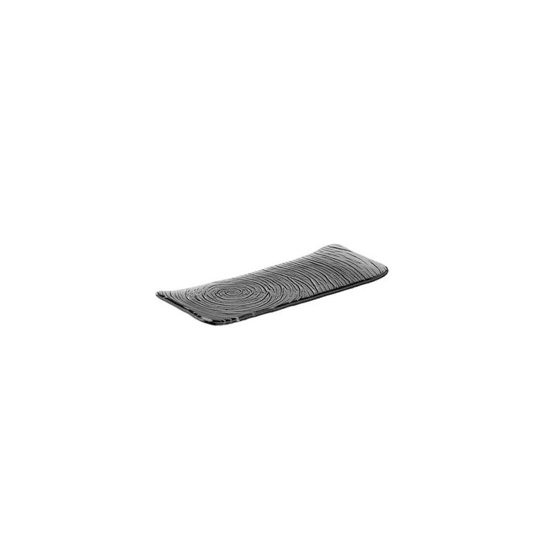 Elegant Dark Grey Glass Platter/Plate - 31 cm x 12.5 cm - Set of 6